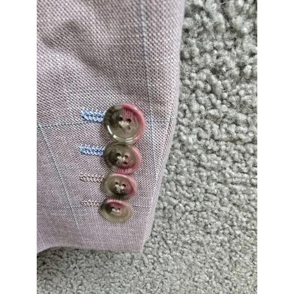 Tayion Collection Regular-Fit Suit Jacket Men's 46L Pink Flap Pocket Long Sleeve